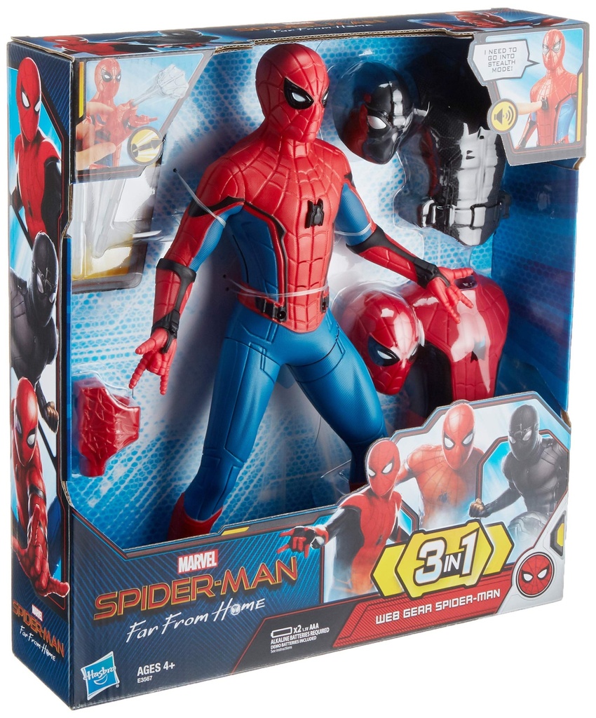 Disney Marvel Spider-Man: Far from Home Deluxe 13-Inch-Scale Web Gear Spider-Man Action Figure with Sound FX, Suit Upgrades, and Web Blaster Accessory