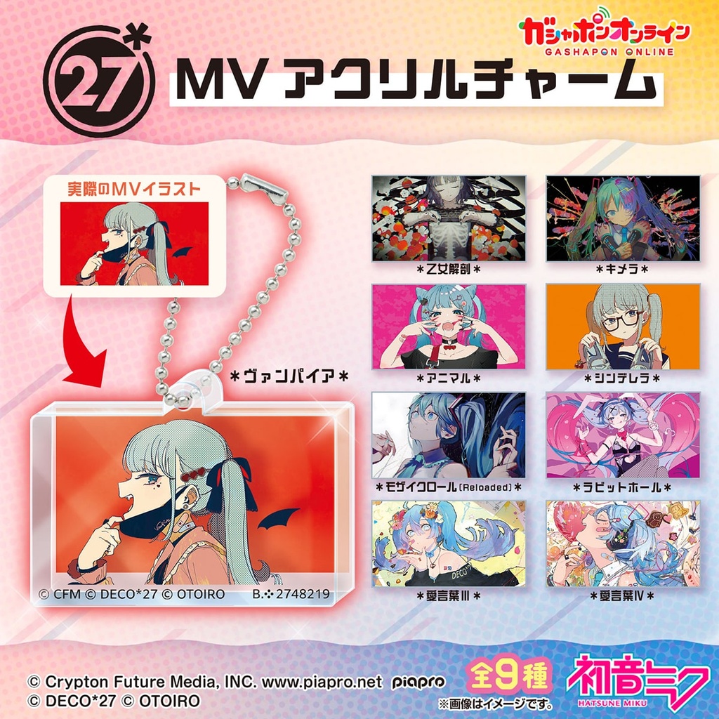 Bandai Gashapon - Deco*27 Mv Acrylic Charm (Set of 9)