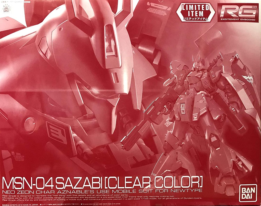 RG 1/144 沙煞比 彩透版 MSN-04 Sazabi ( Clear Color ) (PB)