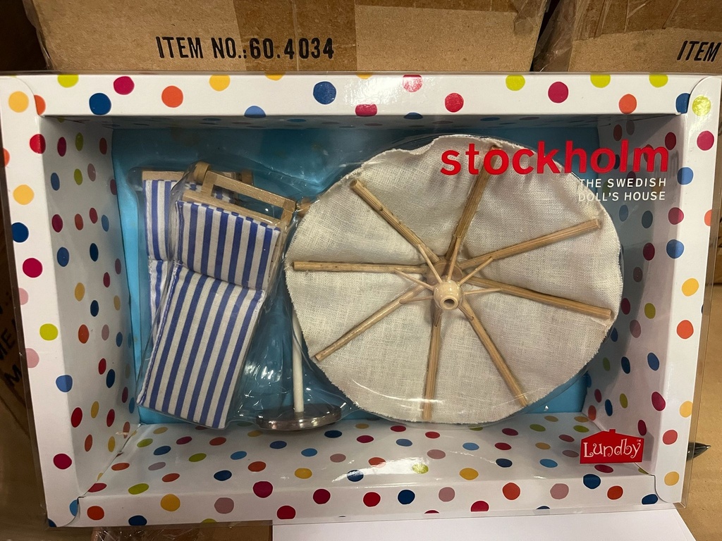 Lundby Stockholm 遮陽傘 + 日光躺椅套件 #9025