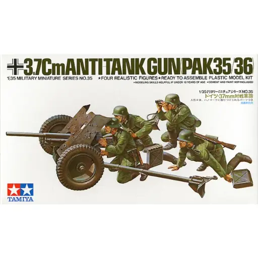 [TA-996117] Tamiya 35035 German 37mm Anti-Tank Gun 1/35 Scale Kit Tamiya田宮雙星35035 德國37mm 反坦克炮1/35 軍事模型