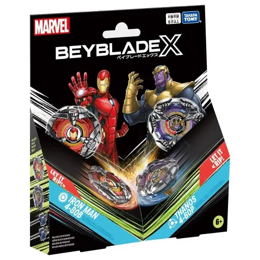 [TT-980841] Takara Tomy 爆旋陀螺 X -BX-00 Marvel 雙陀螺系列鐵甲奇俠4-80B & 魁隆4-60P