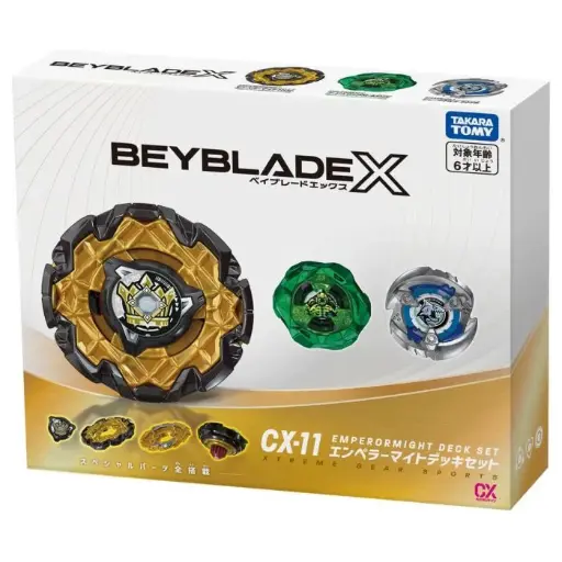 [TT-098775] Takara Tomy 爆旋陀螺X - CX-11 甲板套裝 (帝皇霸權 HOp, 魔像巨石 M-85HN, 烈鯊鰓刃 5-60FB)